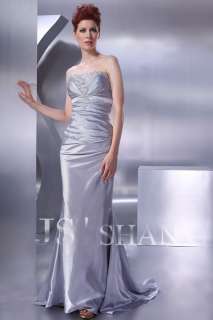 JSSHAN Silver Goddess Long Formal Gown Evening Dress  