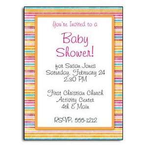    Orange Stripes Baby Shower Invitations
