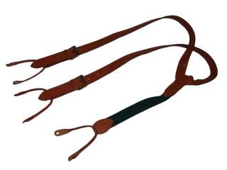 Ralph Lauren Pebbled Brown Leather Polo Suspenders Braces  