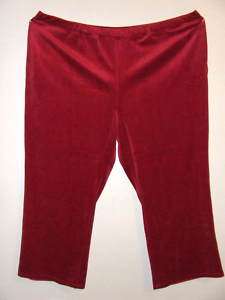 Plus Size 5X 4X 3X Soft Red Velour Pants Liz & Me Sport  