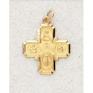  14 Kt Gold Religious Medals   4 Way Cross   In a Premium 