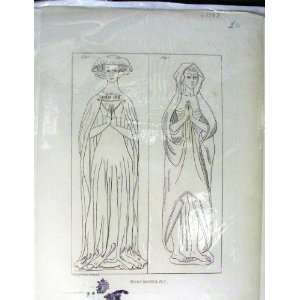   Encyclopaedia Monuments Ladies Costumes Antique Print