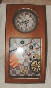 Vintage Gamblers Wall Clock. Cards, Poker, Chess, Pool  