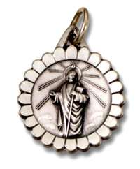 Sterling Silver St St. Saint Jude Vintage style charm scalloped medal 