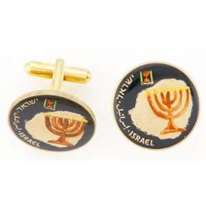  Silver Star Israel Menorah On Map Coin Cufflinks Sports 