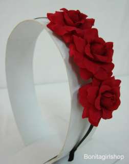 Red Rose Velvet flower Headband  