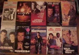 Lot of 10 MEL GIBSON VHS Tapes  
