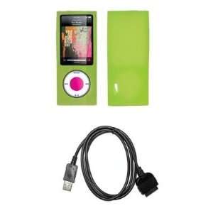  Premium Neon Green Soft Silicone Gel Skin Cover Case + USB Data 