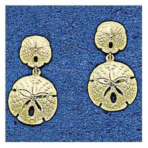   14K Gold 17MM & 10MM Hanging Sand Dollar Earring: Sports & Outdoors