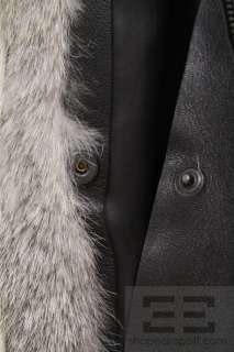 Gucci Black Leather Detachable Rabbit Fur Lined Jacket, Size 42  