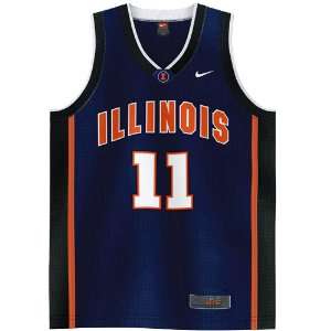 Nike Elite Illinois Fighting Illini #11 Navy Twilled Basketball Jersey
