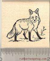 Fox rubber stamp E9205 wood mounted wildlife  