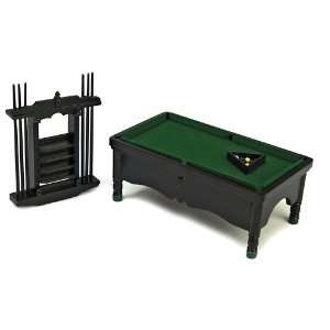  Black Pool Table Dollhouse Miniature Set: Toys & Games