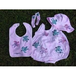  Hawaiian Baby Outfit Pink Turtle Bubble Set 18 mos 