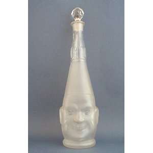 Unusual Good & Evil 2 Faced Frosted Crystal Decanter:  