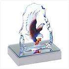Lighted Crystal Glass Eagle Sculpture on Base Statue  