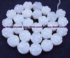 6x14mm Natural White Jade Flat Carved floriated Beads 1  