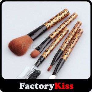 5x Leopard Cosmetic Makeup Brush Eyeshadow Make Up Kit  