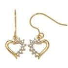 18K Gold Over Brass Diamond Accent Heart Dangle Earrings