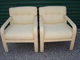 PAIR MID CENTURY MODERN UPHOLSTERED LOUNGE CHAIRS  
