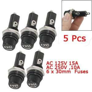    5 Pcs Ac 125v 15a 6 X 30mm Panel Mount Fuse Holder Automotive