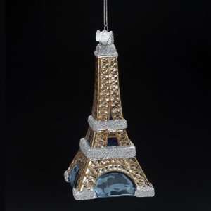  8 Noble Gems Gold, Silver and Blue Glass Eiffel Tower 