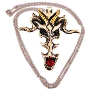  Dragon Skull Two Tone Pendant / Necklace Talisman: Jewelry