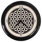 Carsons Collectibles Black Wall Clock of Flower of Life Peace Symbol