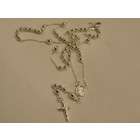 nikfinestore silver Rosary Bead Cross Necklace chain 24 inch/a1