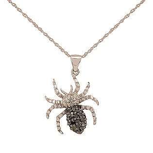 cttw Black and White Diamond Spider Pendant. 10K White Gold  Jewelry 