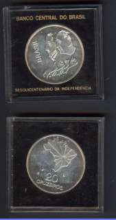 Brazil 1972 20 cruzeiros Silver Bank Sealed BU  