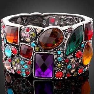 ARINNA Colorful Swarovski Crystal Bangle Cuff Bracelet  