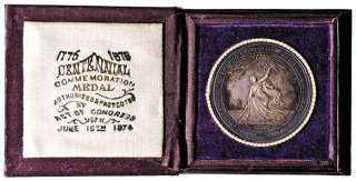 Silver 1876 US Centennial Medal With Original Box  