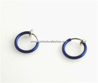 1Pair Spring Clip On Hoops Earrings 8 Colors,½ or 13MM  