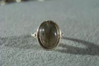 SILVER HUGE OVAL MOON STONE MODERNISTIC BOLD RING 8  