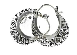 Teardrop Design Hoop Earrings Bali Sterling Silver  