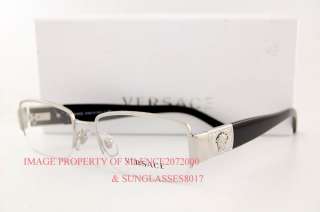 Brand New VERSACE Eyeglasses Frames 1175B 1000 SILVER/BLACK 100% 