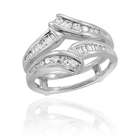   14K White Gold 1/2 ct. Round and Baguette Cut Diamond Ring Guard