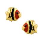  Gold over Silver Red Fish Earrings
