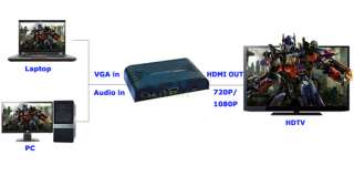 5mm Laptop PC VGA Audio to HDTV HDMI 1080p AV Converter Adapter 