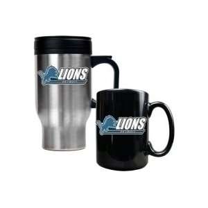  Detroit Lions Travel Mug and Ceramic Mug Set Sports 