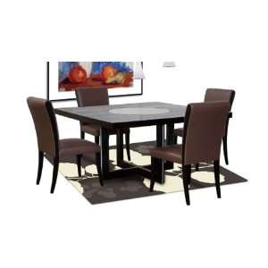 5pc Modern Square Wood w/Crackle Glass Lazy Susan dining Set, DS 0382S 