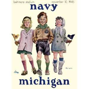  1945 Navy vs. Michigan 36 x 48 Canvas Historic Football 