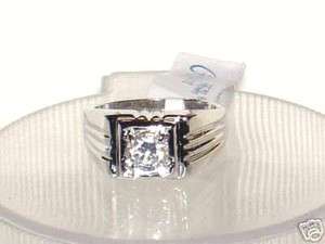 SIMULATED SOLID DIAMOND 18KGP WEDDING RING MENS SIZE 8, 9, 10  