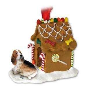  NEW Basset Hound Ginger Bread House Christmas Ornament 