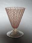 Salviati latticino glass wine goblet with gold leaf 20s/30s VGC Murano 