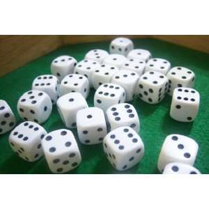  Standard 16mm White 6 Sided Dice Toys & Games
