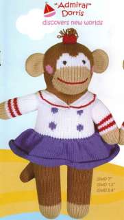 Zubel Hand Knit Organic Cotton Girl Monkey Doll Toy 24  