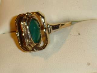   NTIQUE 10K YELLOW GOLD FLIP RING WITH RECTANGLE GREEN MOONSTONE