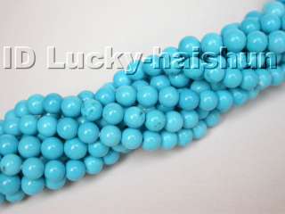 AAA 10Stds natural turquoise necklace lapis pearl clasp  